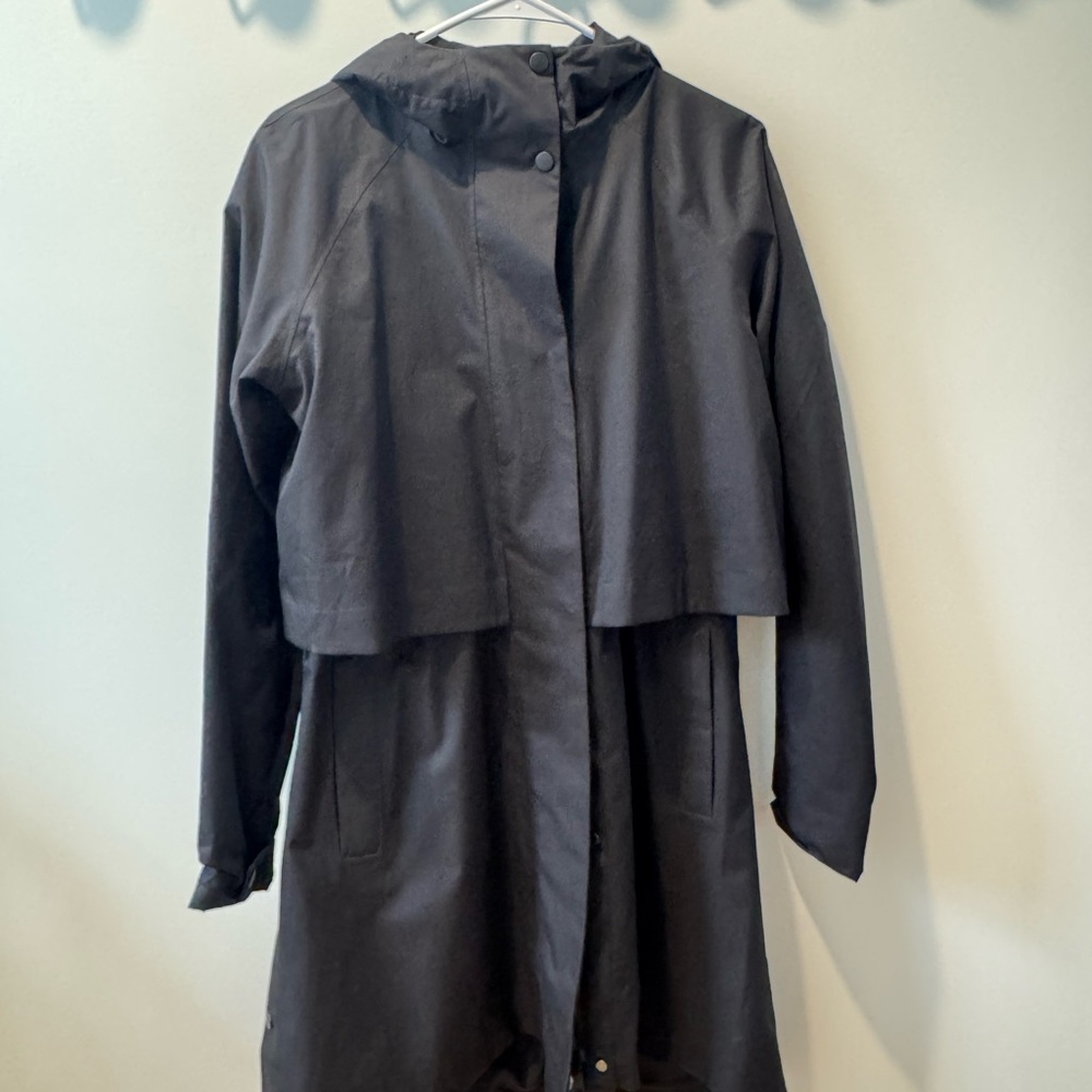 Athleta Dark Trench Coat with Hood